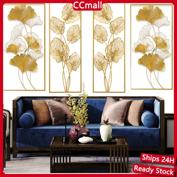 Hiasan dinding mewah Wall decor besi esetic berbentuk bingkai daun bahan tebal dekorasi ruangan 30*85cm