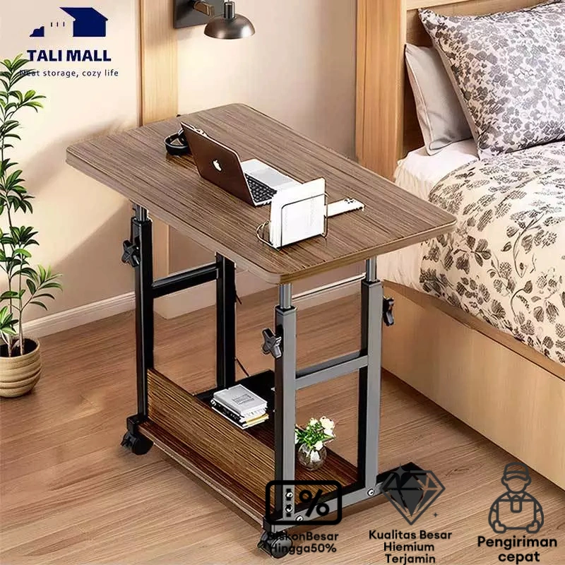 Meja Laptop Roda Meja Belajar Standing Meja Laptop Adjustable Meja Kerja Portable Meja Kantor Laptop Lipat