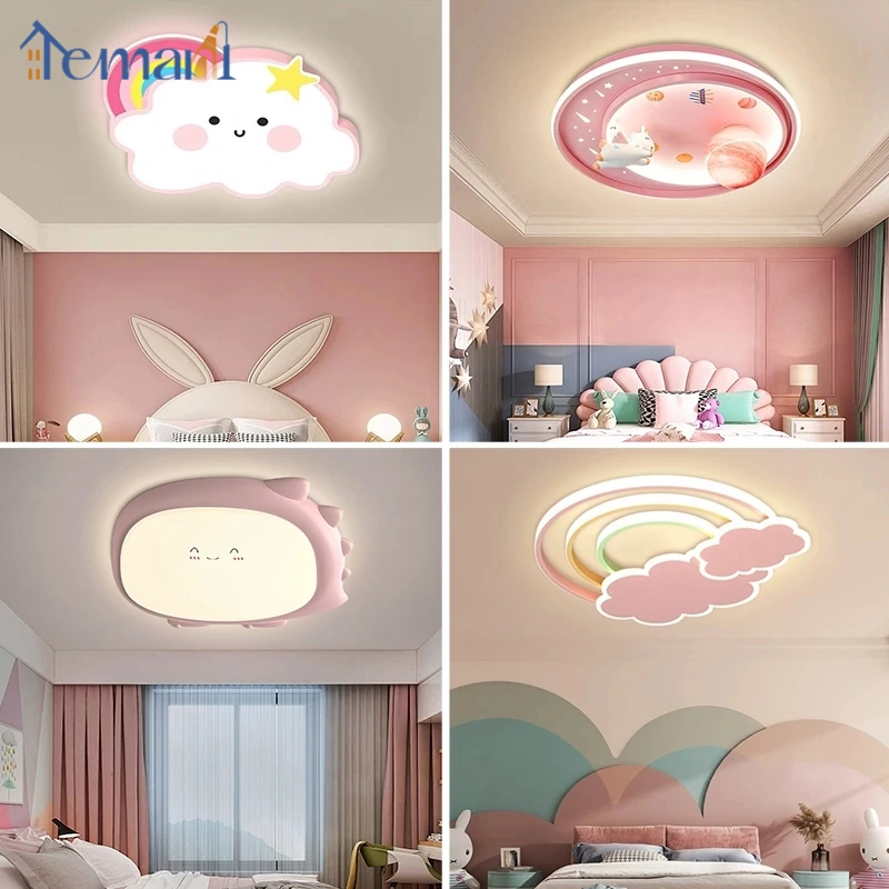 Koleksi Lampu Anak-anak Lampu Kamar Anak Perempuan Cahaya Kartun REMOTE 50cm Lampu Plafon Kamar Anak imut-imut Bentuk Remote Led 3 Warna Perlindungan Mata Lampu Plafon Akrilik Kamar Tidur Gaya Modern ate