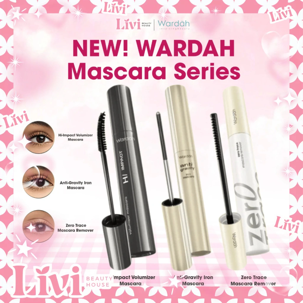 LIVI - WARDAH Mascara - Hi-Impact Volumizer Mascara - Anti-Gravity Iron Mascara - Wardah Zero Trace Mascara Remover