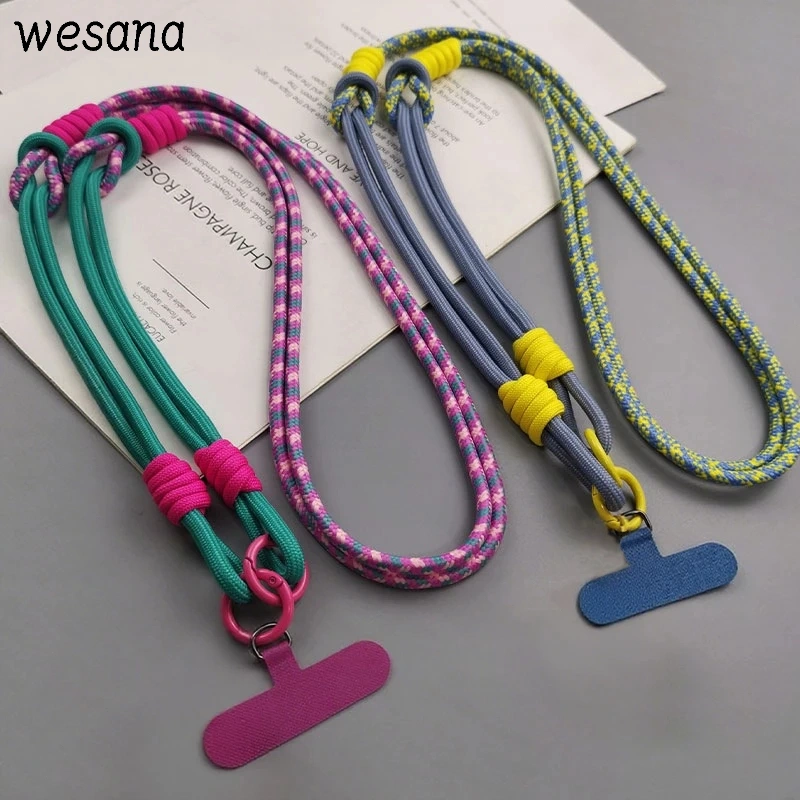Tali HP Lanyard Universal Bisa Cross-body Neck Hemp Rope Yang Dapat Disesuaikan Weave Gantungan Handphone-WE