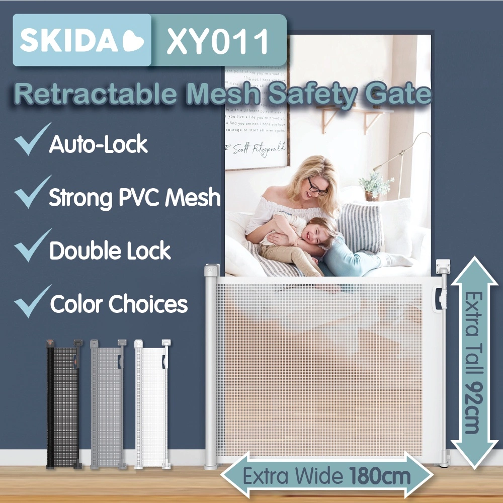 SKIDA Retractable Auto Lock Mesh Safety Gate Baby Pet Pagar Pengaman Anak Bayi XY011