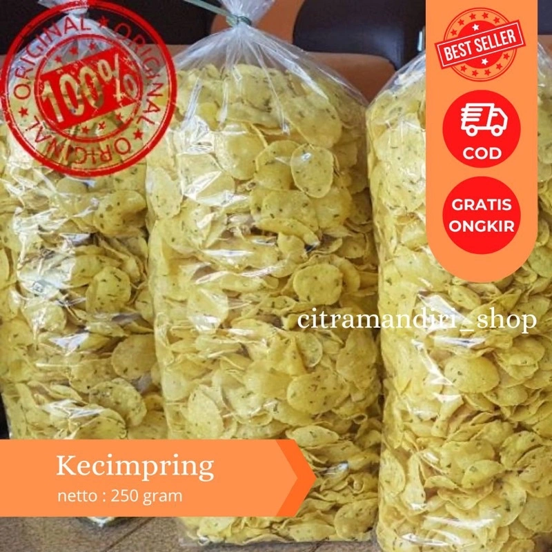 KECIMPRING BAWANG DAUN / GEMBLONG / COMRING TIPIS KHAS KUNINGAN 250GR