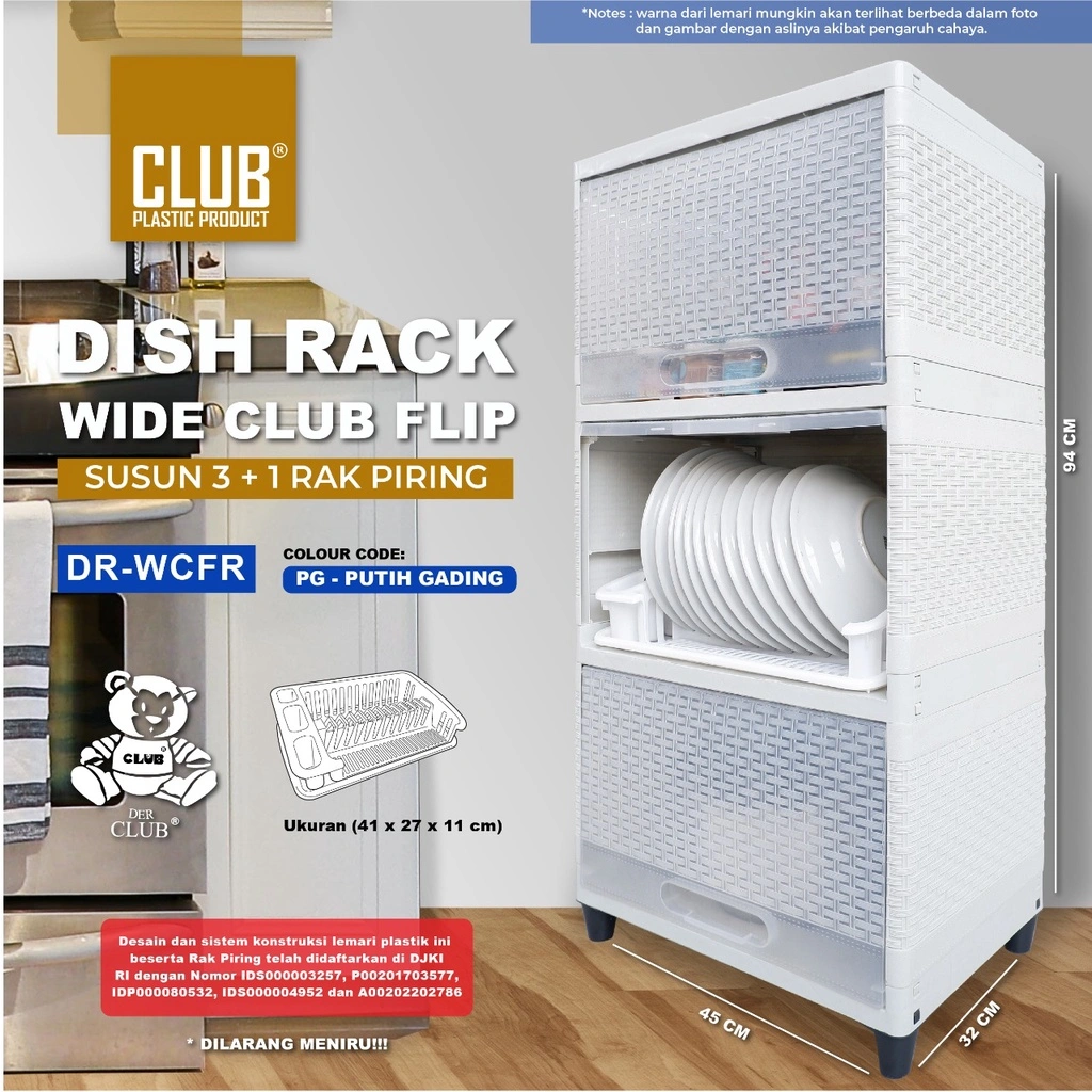 RAK PIRING PLASTIK CLUB / RAK PENYIMPANAN PIRING GELAS BOTOL / RAK DAPUR CLUB WCFR MINI DISH RACK