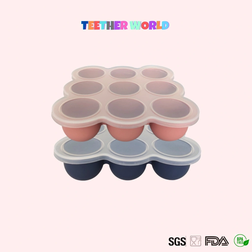 SILICONE FOOD CONTAINER CUBE TRAY 9 HOLES / TEMPAT MAKAN MPASI BAYI FOOD STORAGE FREEZER / TEMPAT KALDU MPASI / CETAKAN KALDU MPASI