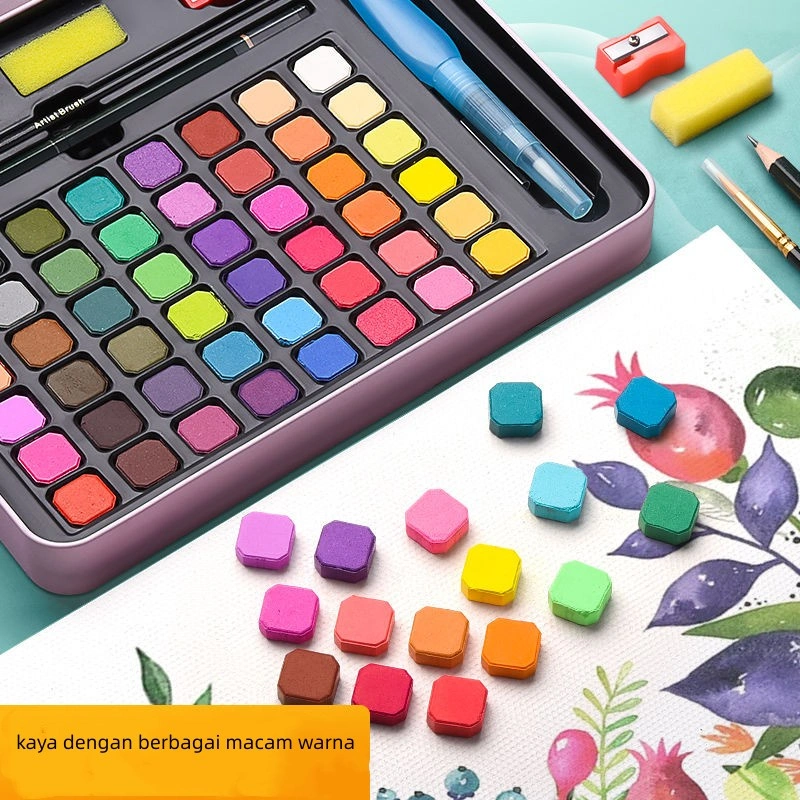 COD-cat air warna 36 dan 48 warna //alat cat air warna per set ( sudah termasuk kuas dan kertas lukis)