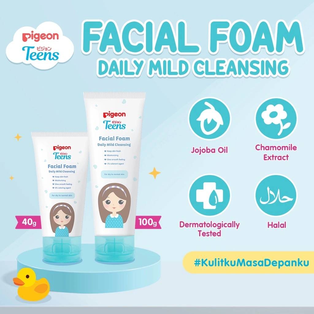 PIGEON TEENS FACIAL FOAM DAILY MILD CLEANSING 40ML| Kulit Kering | Sabun Cuci Muka Remaja | Pembersih Muka Remaja