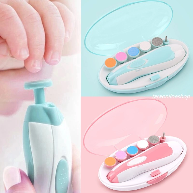 Gunting kuku bayi elektrik nail trimmer set kikir kuku pengikir kuku otomatis automatic balita anak alat potong kuku manicure baby perlengkapan pedicure peralatan pemotong kuku tangan kaki electric aman pink biru kado hadiah lahiran