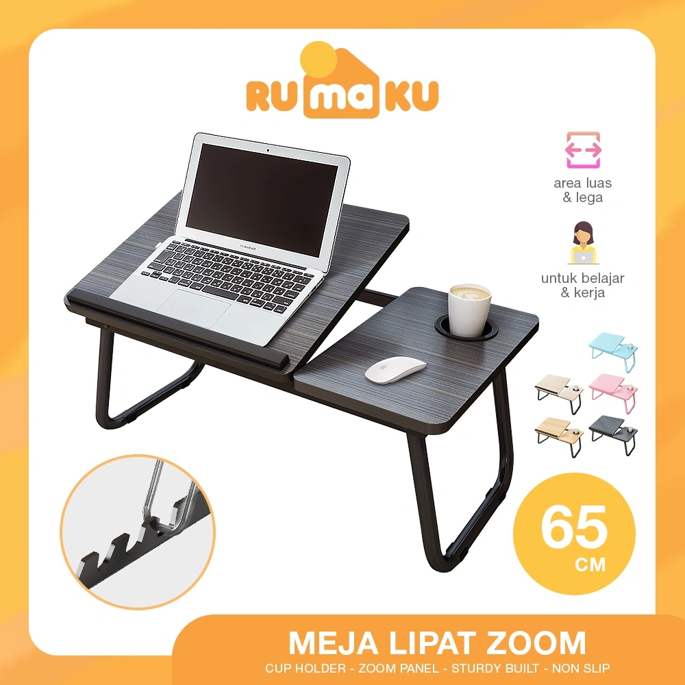 Rumaku Meja Laptop Lipat Foldable Desk Zoomer / Meja Belajar Serbaguna