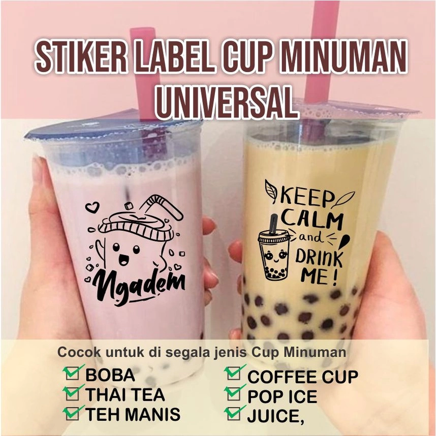 100pcs Stiker Tempel Cup Segala Jenis Minuman