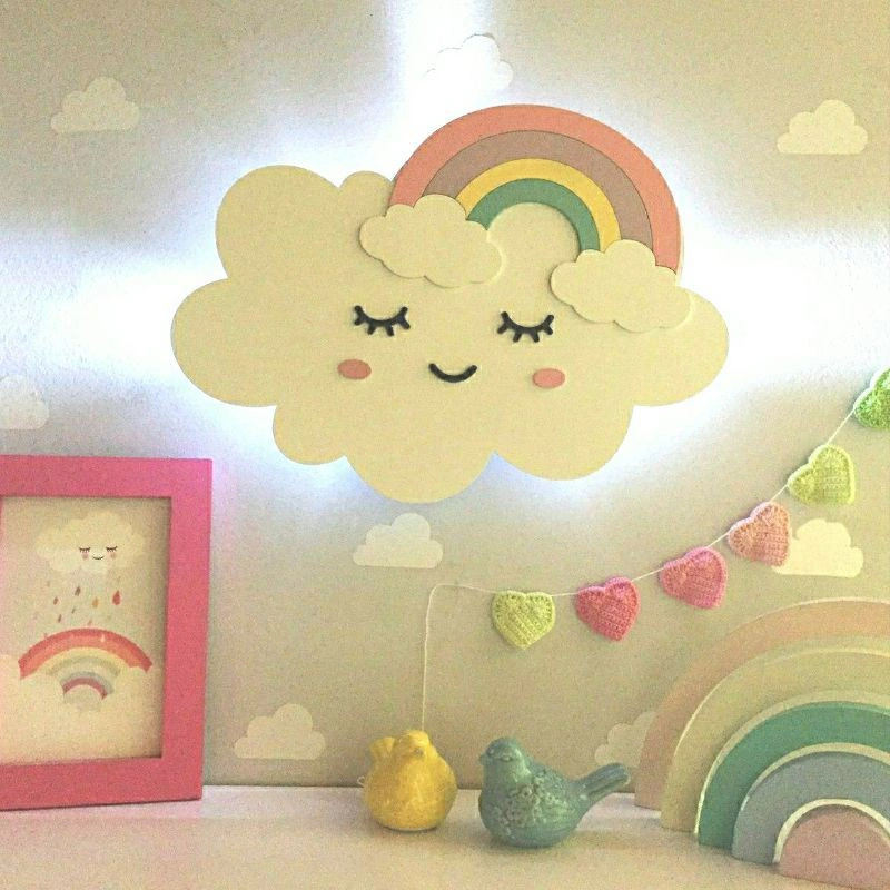 LAMPU TIDUR / LAMPU TIDUR AWAN PELANGI / HIASAN KAMAR ANAK / LAMPU TIDUR ANAK | UKURAN BESAR 45x30 cm / IKERU01