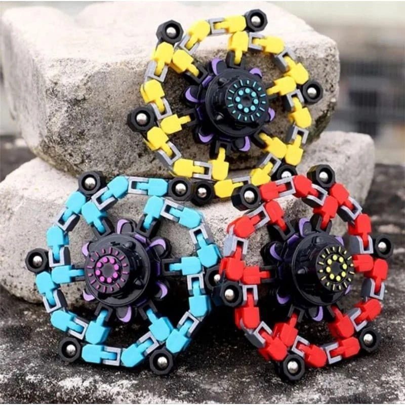 Mainan Edukasi Anak Kreatif New Finger Fingertip Spinner Gyro Fidget Robot Deformable Transformer Mechanical Chain Terbaru