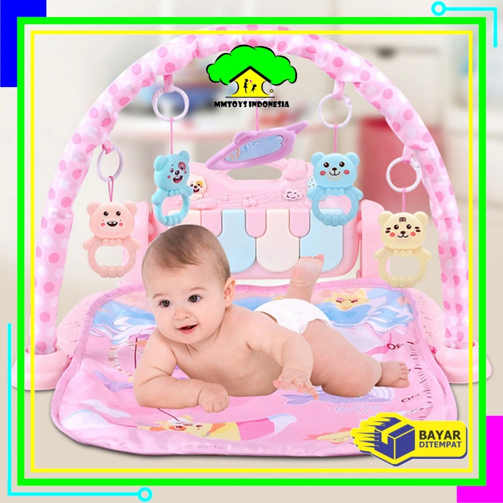 MI-M15-16 Baby Play Gym Mainan Anak Bayi Rattle & Piano Playmat Matras / Kasur Bayi Playgym Musical
