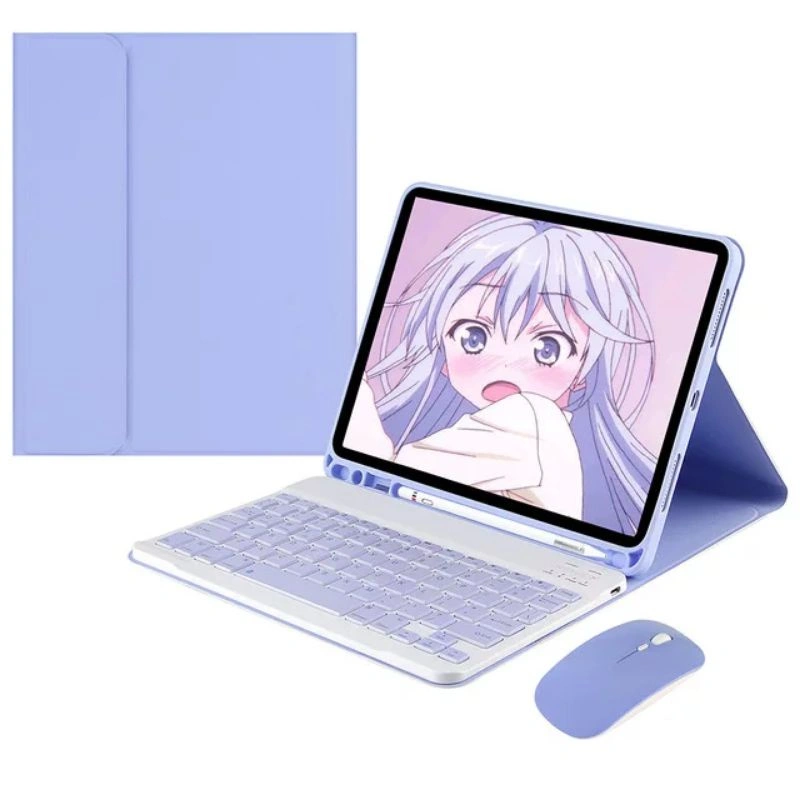 Samsung Galaxy Tab A7 Lite 8.7 Inch T220 T225 Book Cover Leather Flip Case Keyboard Wireless Mouse Bluetooth Sarung Casing Bahan Kulit