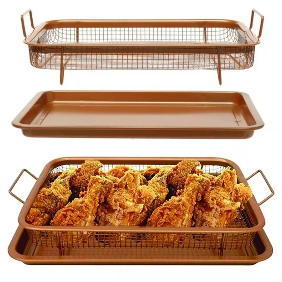 BAKINDO Cooper Crisper Tray Fika Oven Tray Peniris Minyak Cooling Rack Baking Tray Multifungsi Pemanggang Oven Tebal Nampan Peniris Minyak Serbaguna