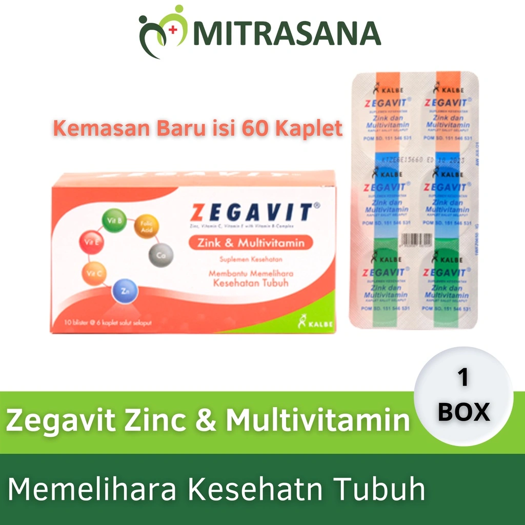 Zegavit Zinc dan Multivitamin 1 box isi 60Kpl | Multivitamin Daya tahan Tubuh