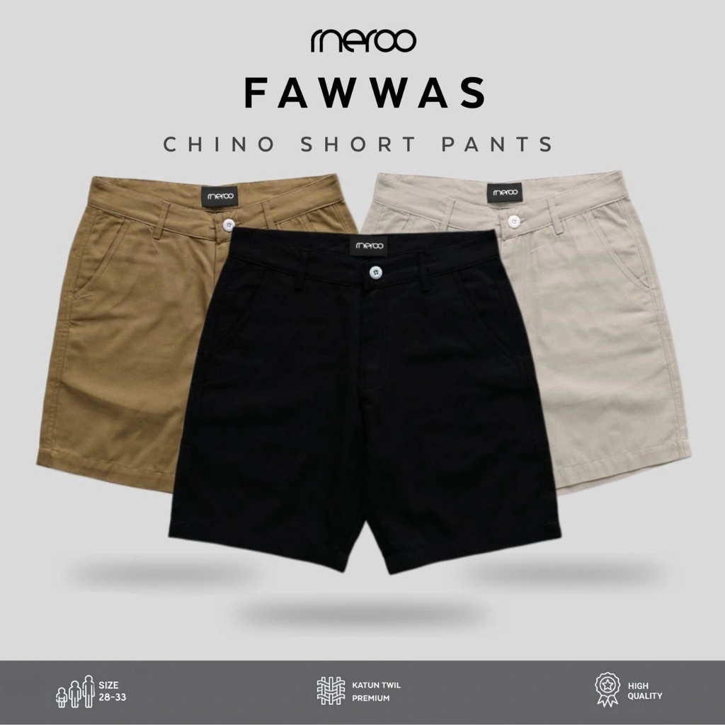 Almeroo - Celana Pendek Pria Chino Pants Unisex Katun