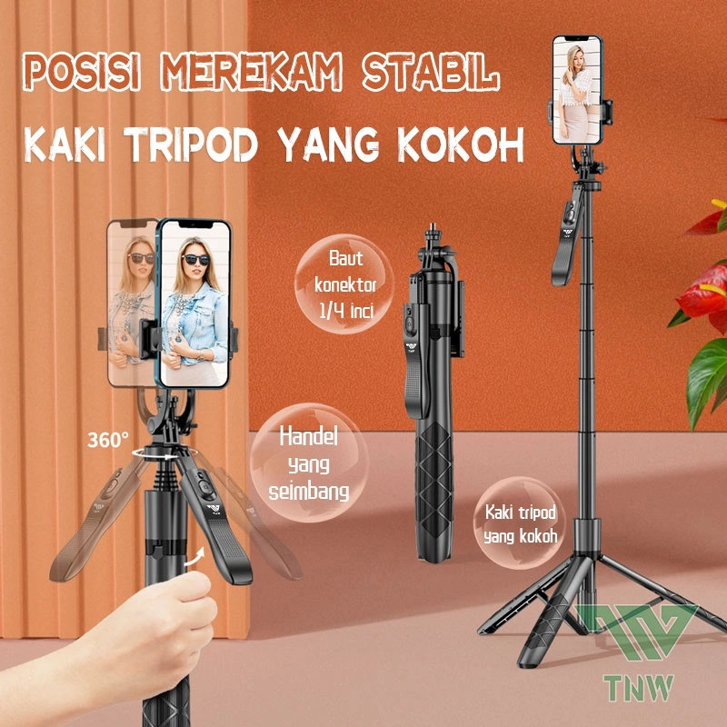 TNW L16 Tongsis Tripod Bluetooth Selfie Stick Remote Tripod HP  Kamera DSLR Tongsis 1800MM dengan 1/4 Adaptor