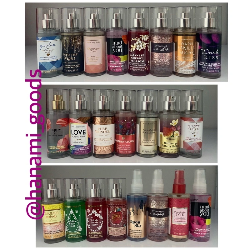 BBW Bath & Body Works Travel Size Body Mist : Gingham/Chocolate/Strawberry poundcake/Coconut