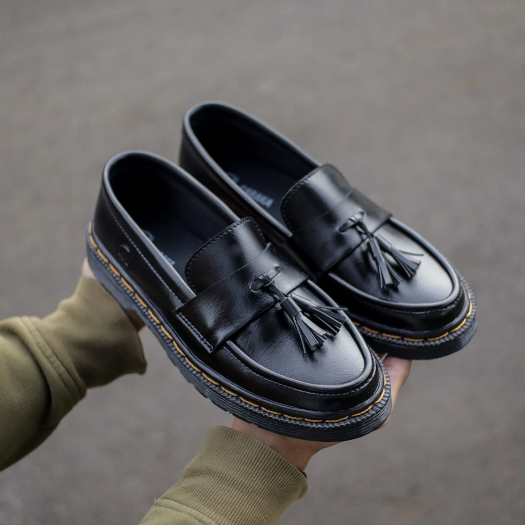 Sepatu Formal Loafers Pria Hitam Original Caraka Footwear  | Sepatu Formal Casual Pria Pantofel | Sepatu Loafers Kerja Pria | Sepatu Oxford/Loafer/Pantofel Kulit Imitasi