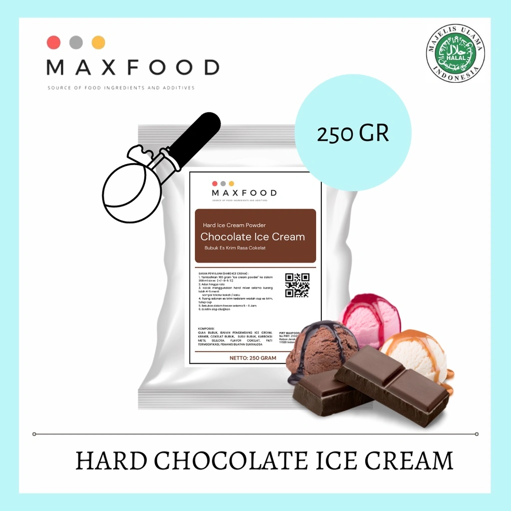 MAXFOOD - Hard Chocolate Ice Cream / Bubuk Es Krim Rasa Cokelat 250 Gr