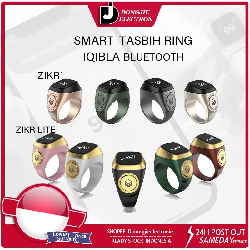 READY STOCK! Iqibla plastic Digital Tasbih Smart Zikr Ring with charging cable, no battery required. Vibration Reminder ,Tasbeeh Muslim fashion ring!