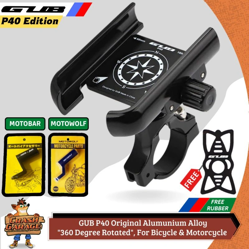 GUB P40 Stand Phone Holder Hp Sepeda Motor Stang Spion Dudukan Hp Handphone di Motor Tempat Hp di Motor Bracket Breket Hp Motor