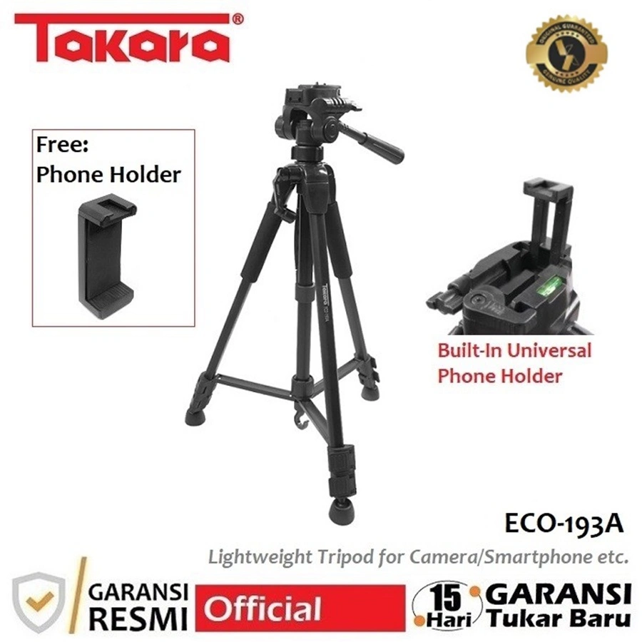 TAKARA ECO-193A Tripod kamera HP DSLR + Holder HP