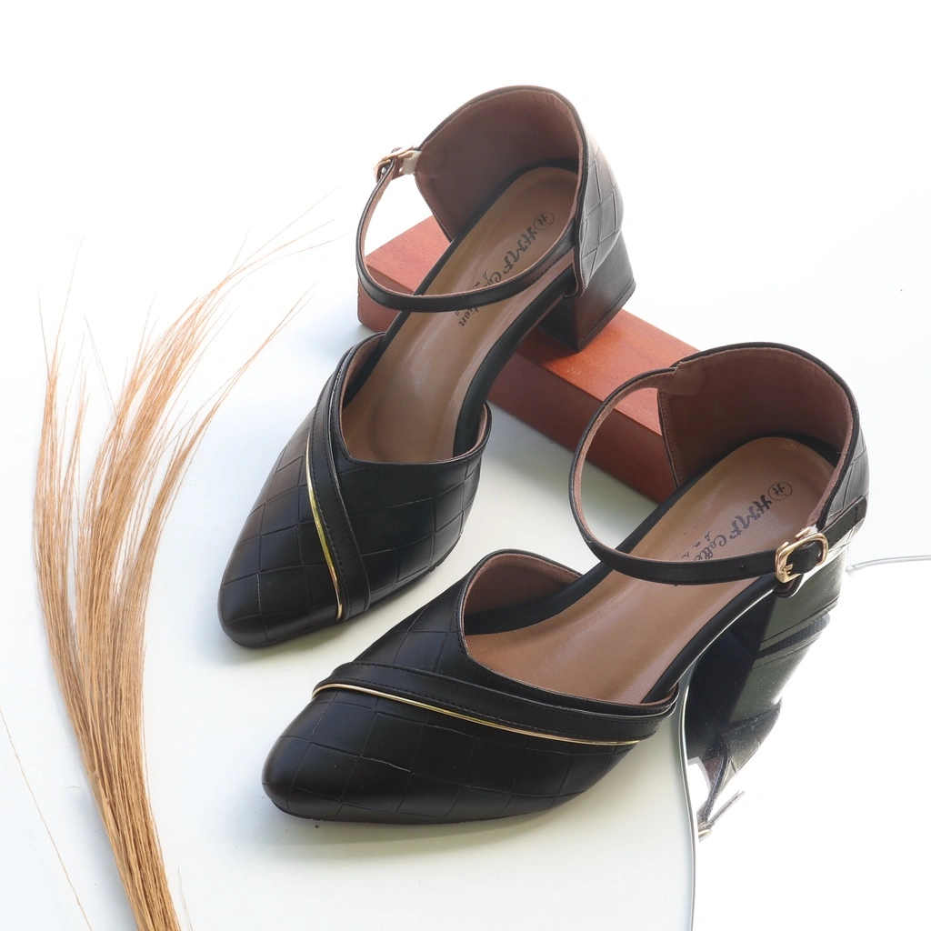 HMF Woolry Sepatu Heels Mules Wanita BC07