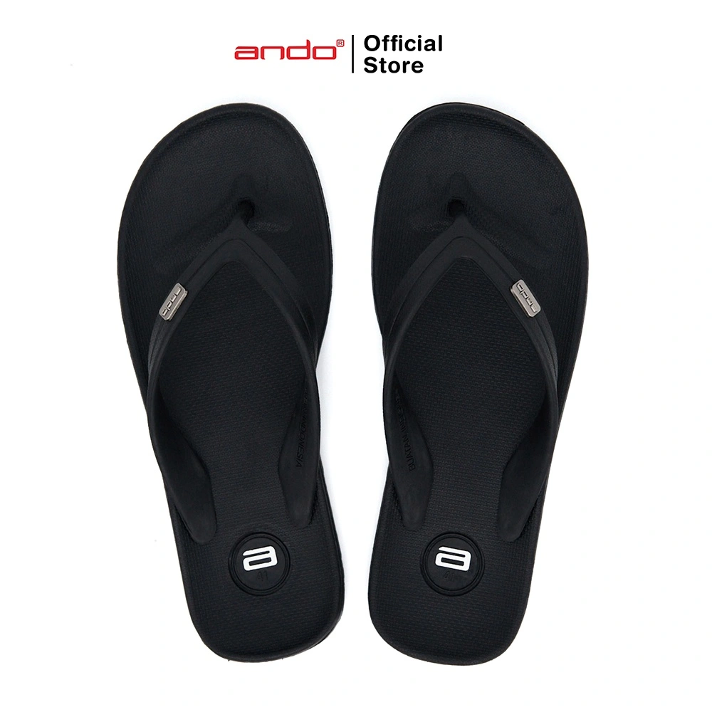 Ando Official Sandal Jepit Thunder 02 Pria Dewasa - Hitam/Hitam