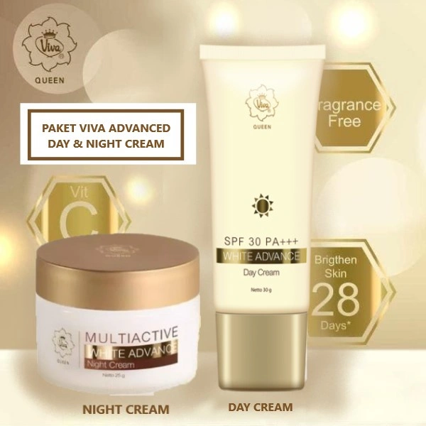 PAKET VIVA Queen Whiteneng Advanced Night Day & Night Cream | Face Serum | Eye Cream | Micellar Water