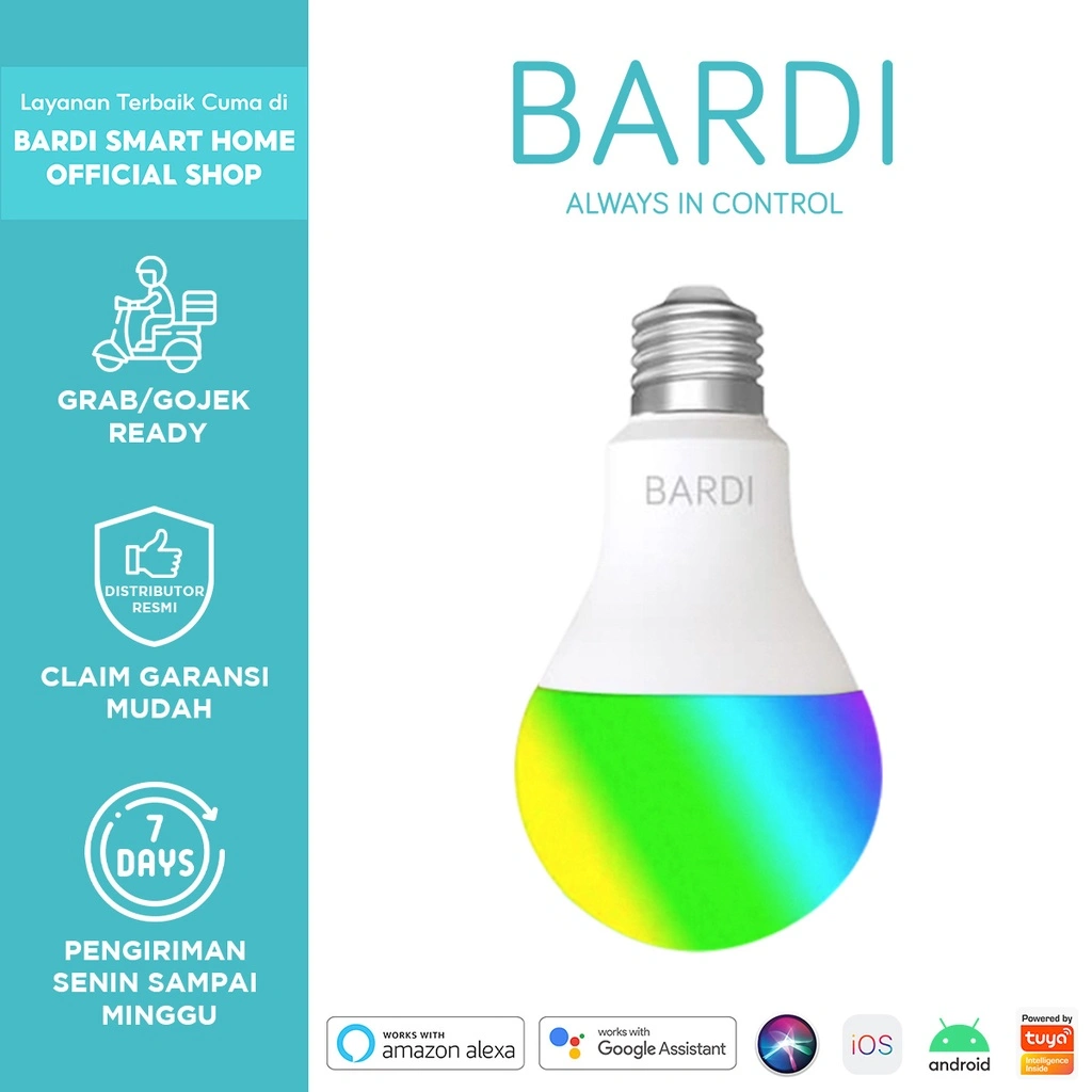 BARDI Smart LIGHT BULB RGBWW 12W Wifi Wireless IoT - Home Automation (Lampu Tidur Kekinian)