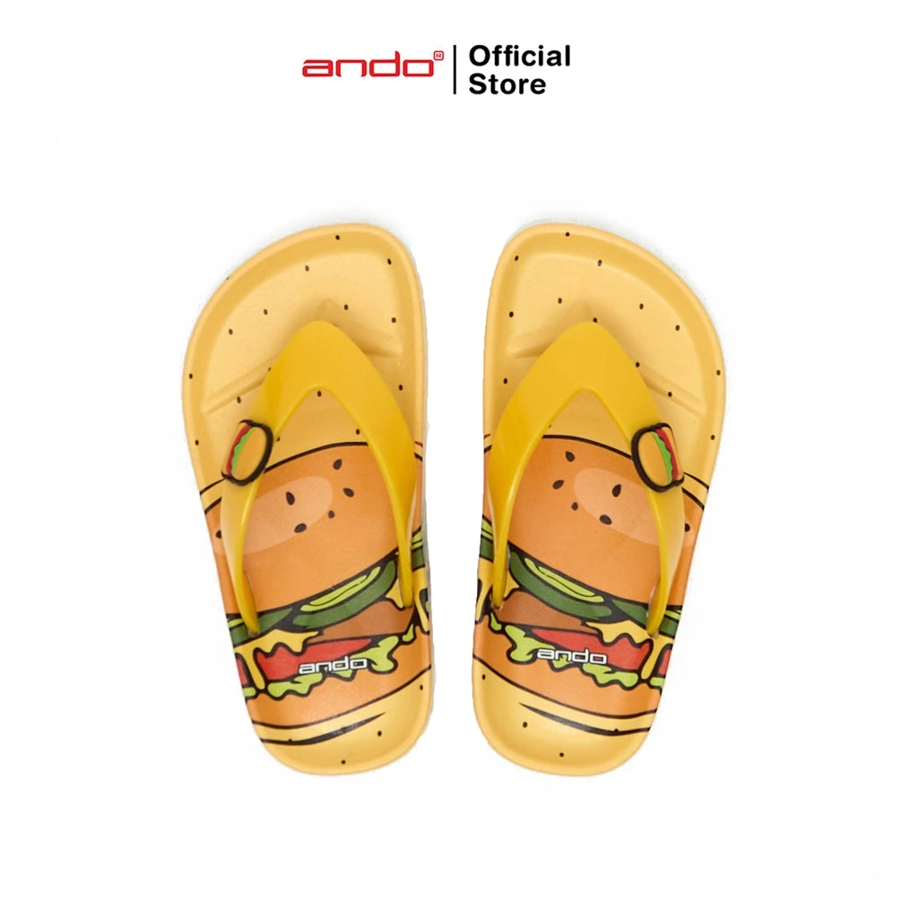 Ando Official Sandal Jepit Burgerz Anak - Kuning
