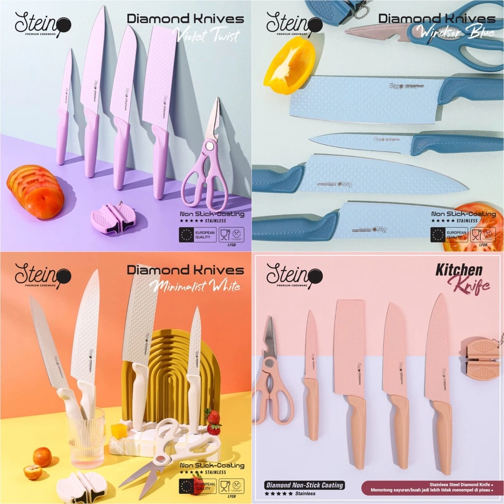 [VOUCHER 15%! FREE BUBBLEWRAP!] Steincookware Stein Diamond Knives Set Pisau Stein