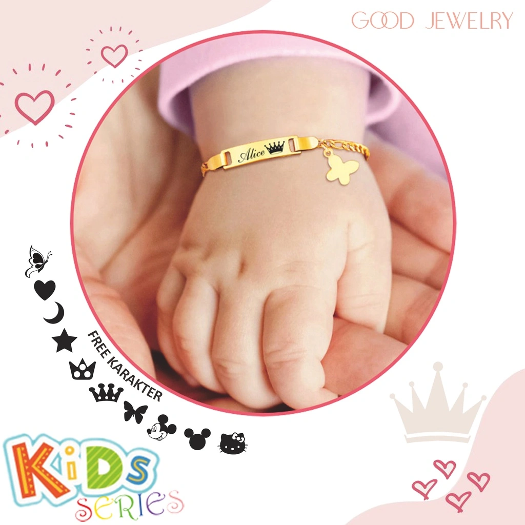 Kids Series – Alice Bracelet (Titanium & 18K Gold Plated) Gelang Nama Anak Aksesoris Custom