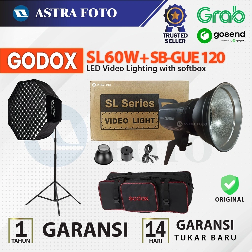 Paket LED GODOX SL-60W / SL60W / SL60 W Lighstand + Softbox LED Studio Continous Light
