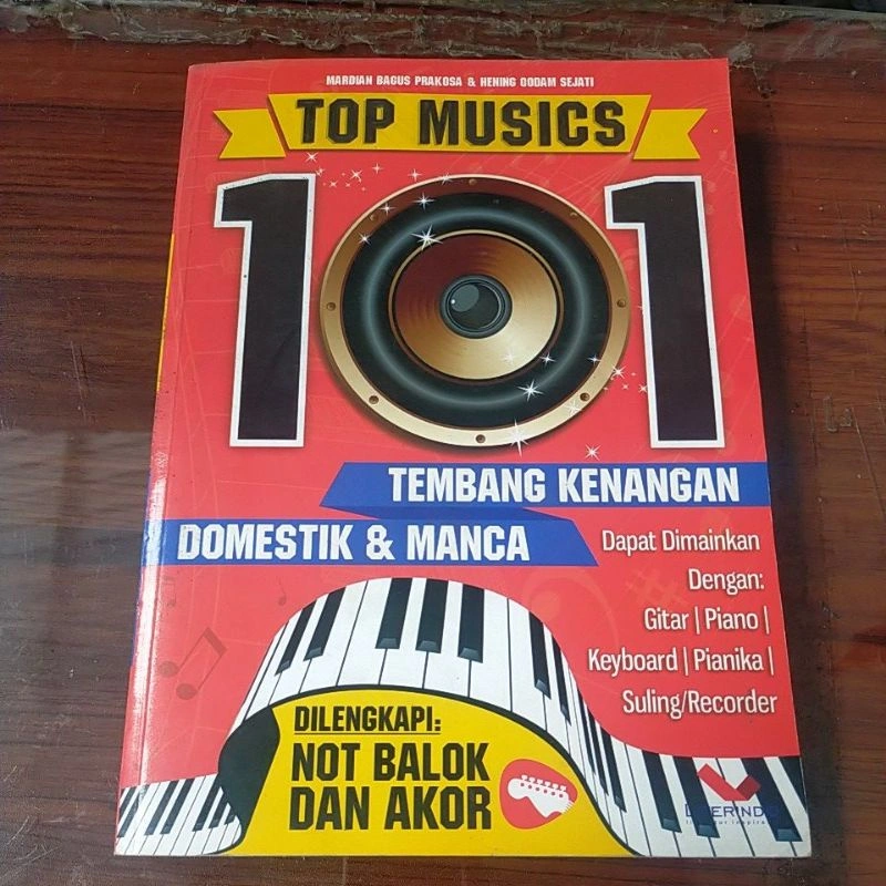 top Musics 101 tembang kenangan domestik & manca, dilengkapi not balok dan akor, 387 judul lagu
