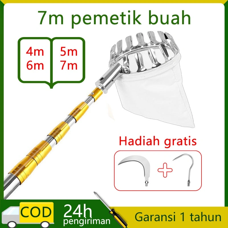 Pemetik Buah nyaman cepat Pemetik Buah Teleskopik ketinggian tinggi gunting buah yang dapat disesuaikan