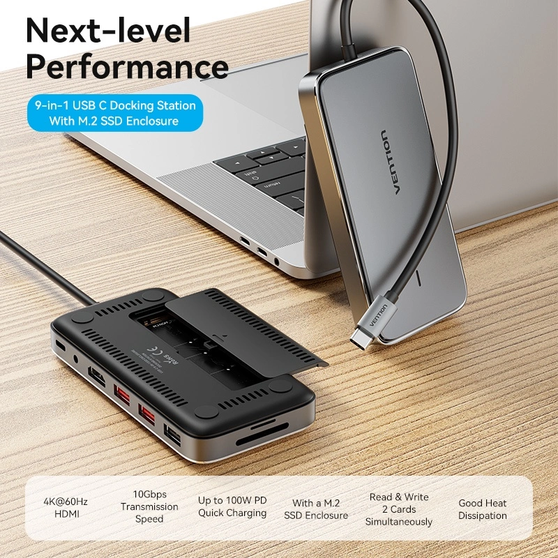 Vention Multiport Usb C Docking Station with M2 ssd Enclosure