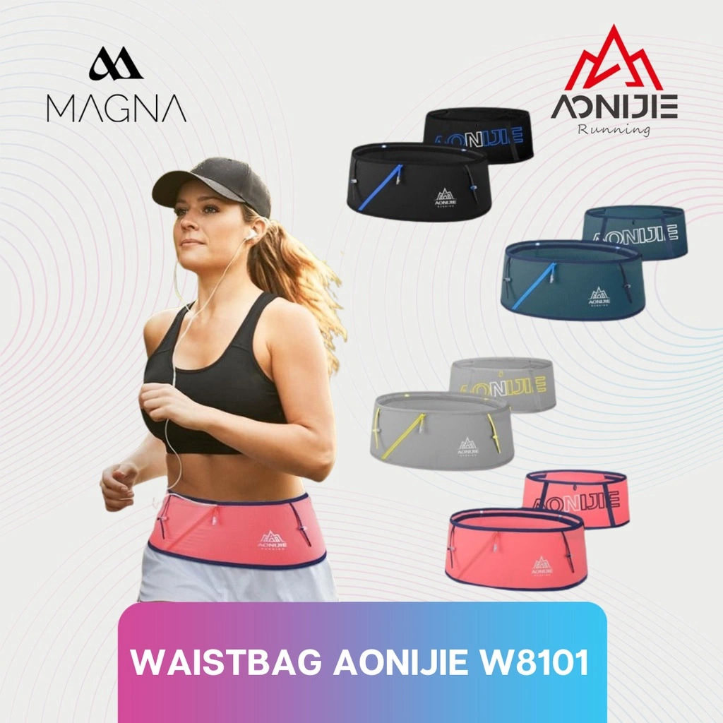 Tas Pinggang Lari Aonijie W8101 Waist Bag Olah Raga Lari Sepeda Hiking Gunung Climbing Running Camping Maraton Outdoor Waistbag Sport Unisex Pria Wanita