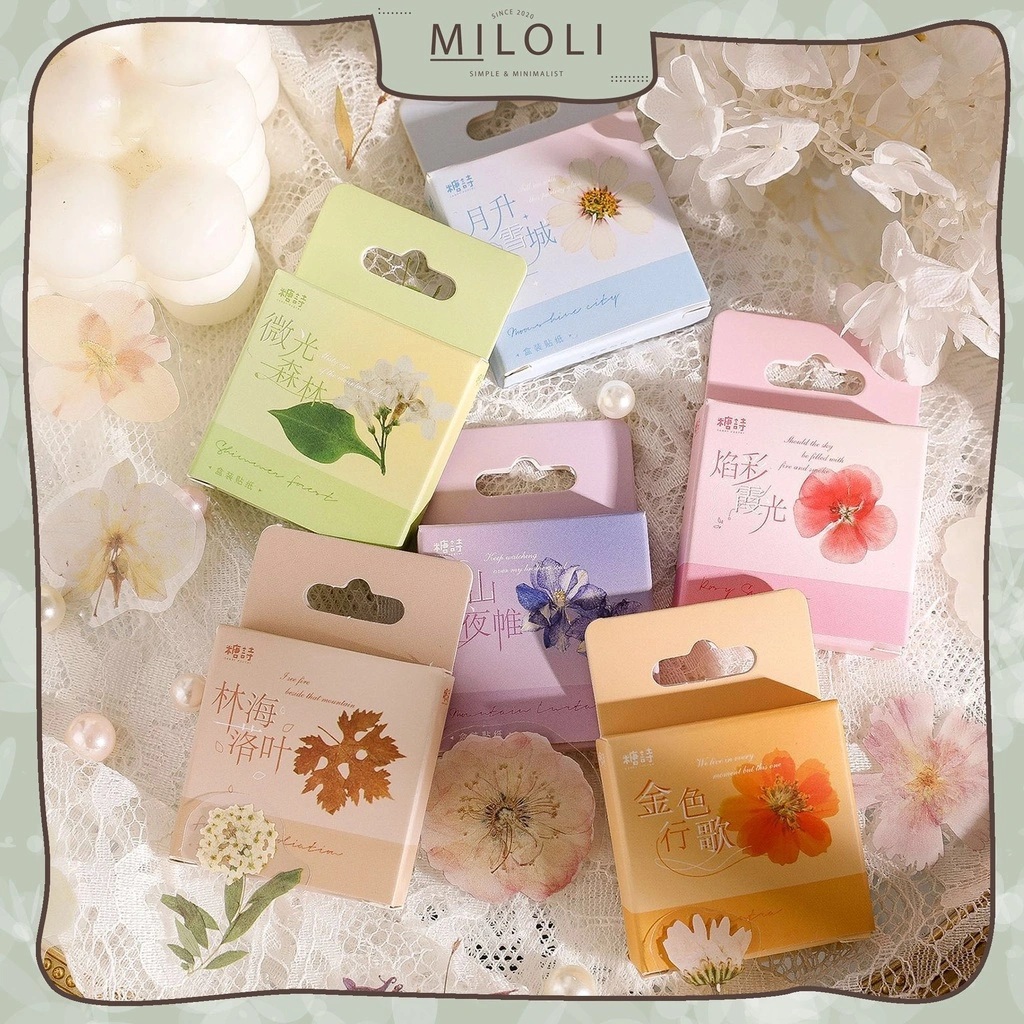 [MILOLI] 45 Pcs FLOWER PETALS PET Deco Sticker Planner DIY Scrapbook Kotak - B0402
