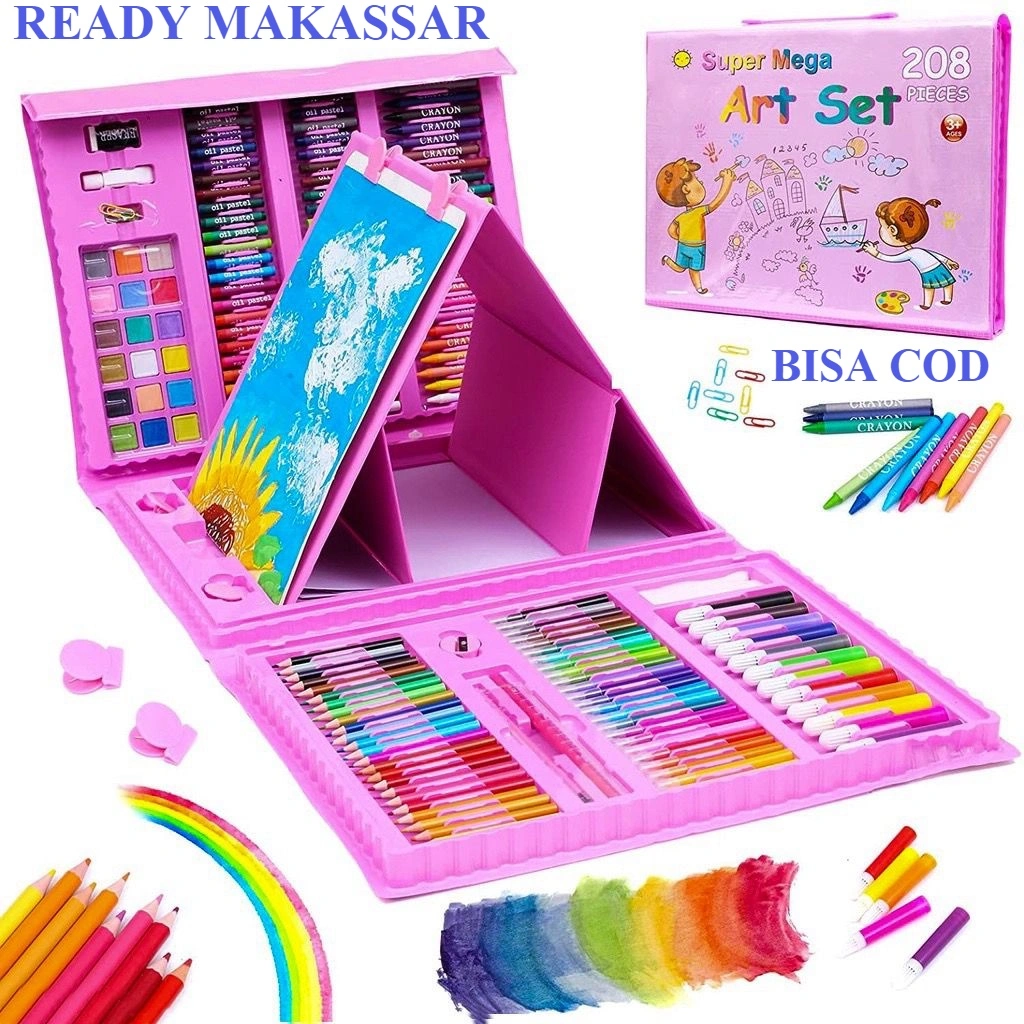 KOMPLIT! ALAT MENGGAMBAR MEWARNAI ANAK /  PENSIL WARNA KRAYON ANAK - MEGA ART 208 PCS - KADO ULTAH