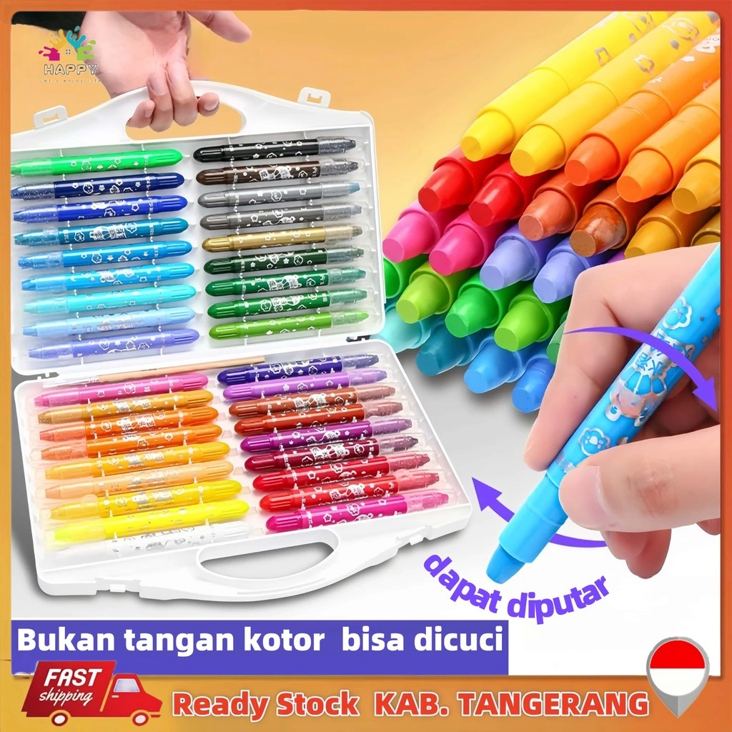 Grasp Crayon Set 48 Warna Mata Sedang Silky Crayon Water Soluble Crayons Krayon Licin Grasp