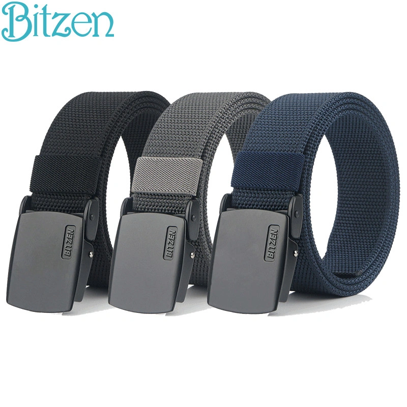 Bitzen 150cm Ikat Pinggang Pria Nylon Canvas Zink Alloy Belt Sabuk Pinggang Pria Gesper Pria