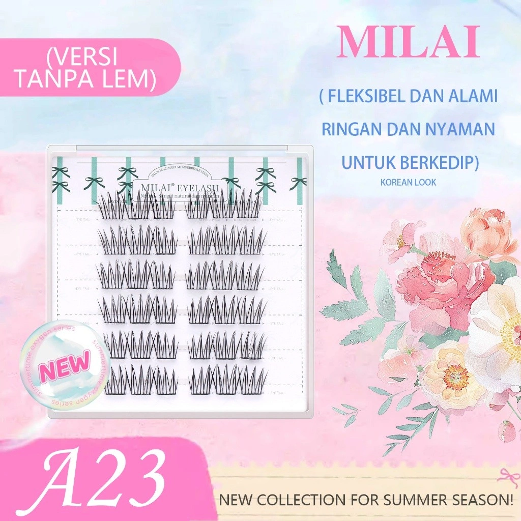 MILAI [TANPA LEM LANGSUNG TEMPEL]  Bulu Mata Korean Look A23|  Palsu Premium | Eyelash Extension