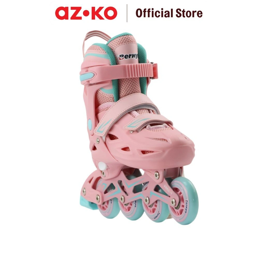 AZKO Berwyn Ukuran S Sepatu Roda Inline Skate - Pink/Hijau Inline Skates Roller Shoes Perlengkapan Olahraga