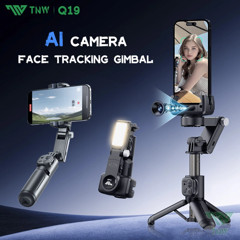 TNW Q19 Auto Face Tracking Gimbal Stabilizer Smartphone Stabilizer Tongsis HP Bluetooth Tripod Fill Light Bluetooth Remote Control