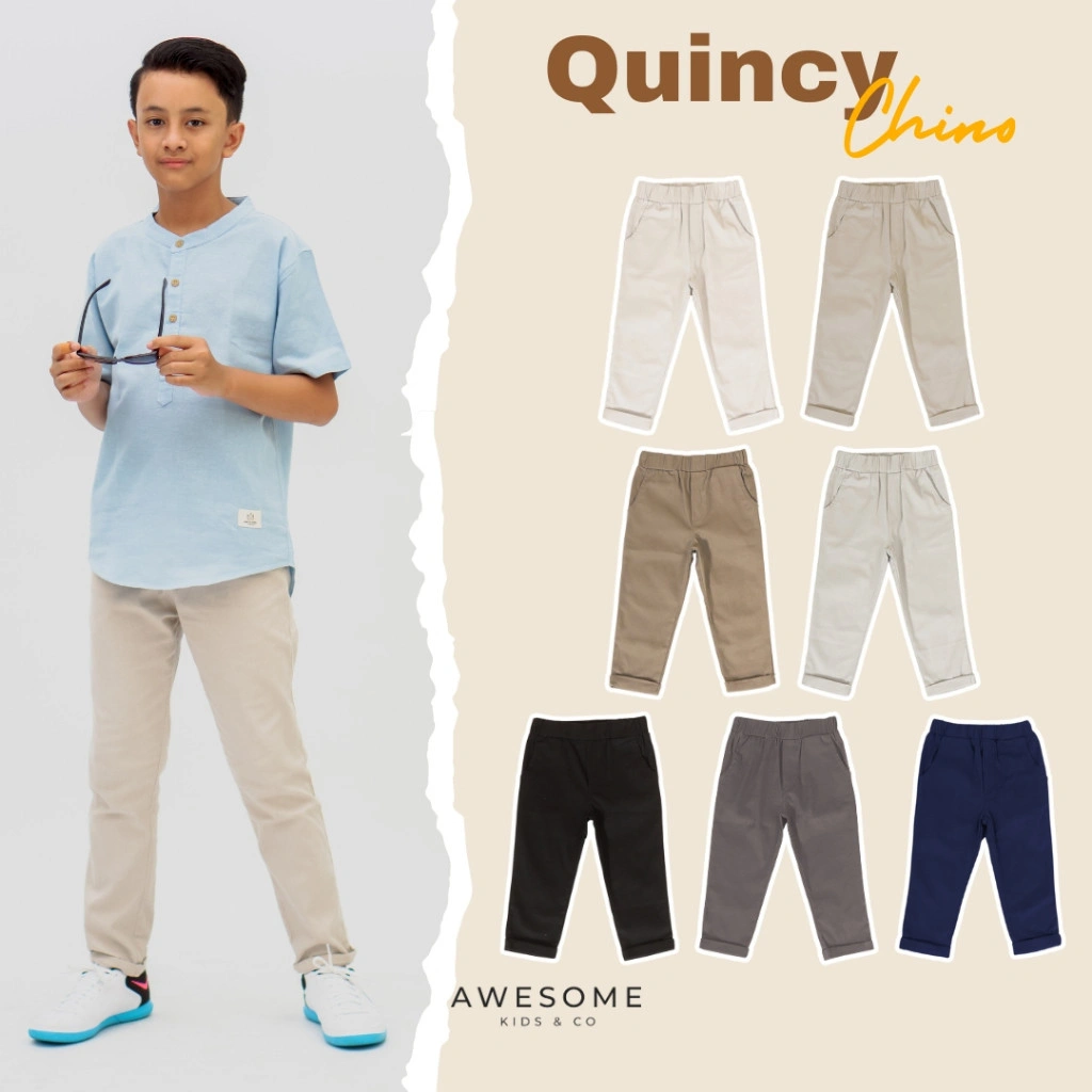 AWESOMEKIDS 12-16th Quincy Chino  Remaja Jumbo Teens Celana Panjang  Anak Katun Twill Polos