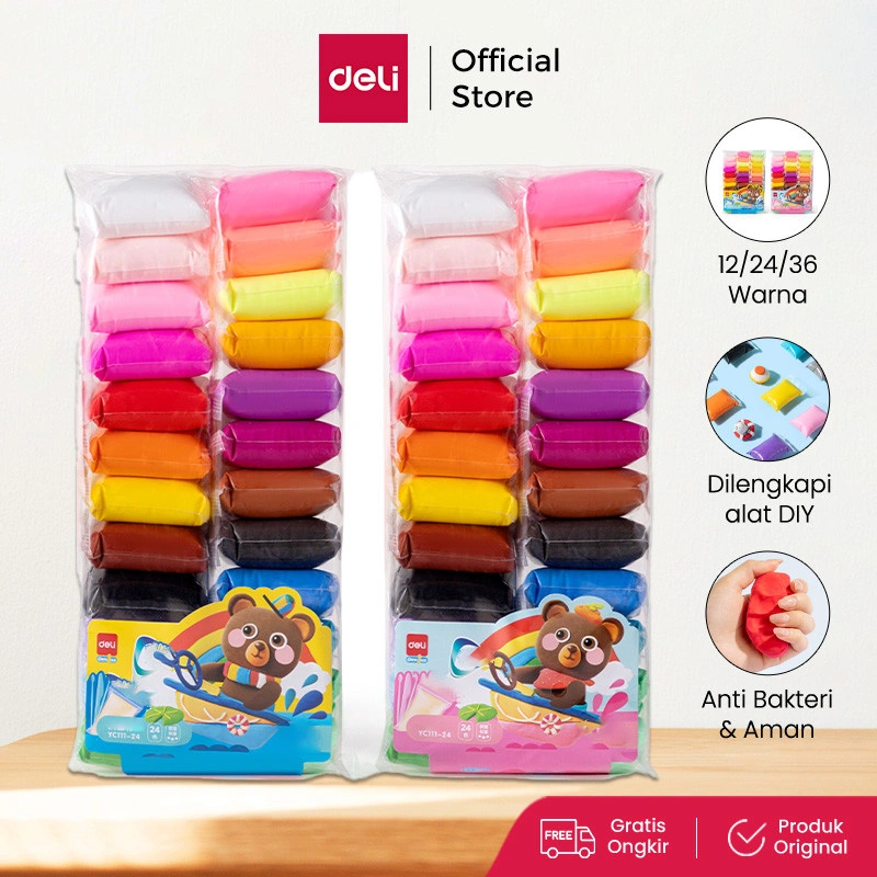 Deli Clay Mainan Anak 12 Warna Lilin Plastisin Anti Bakteri Mainan YC111X