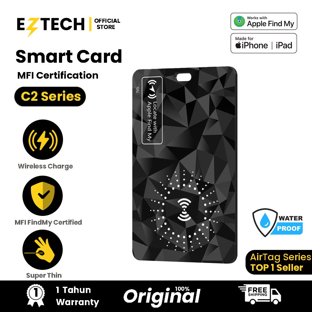 [ KHUSUS APPLE IOS ] EZTECH Smart Tag Kartu C2 Diamond Shape Card GPS Locator Bluetooth iOS Support Only Ultra Thin WaterProof  IP44| Smart Tracke | AirTag  FInd My